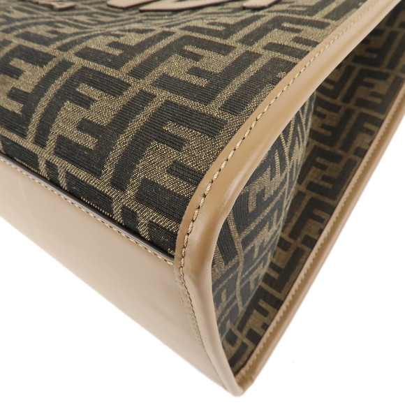 Fendi Zucca Canvas Leather Sunshine Tote Bag Large Khaki Beige - Picture 6 of 11